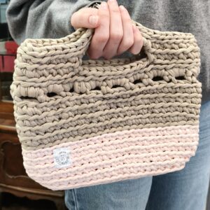Bolsa de Crochê Artesanal em Algodão Bicolor